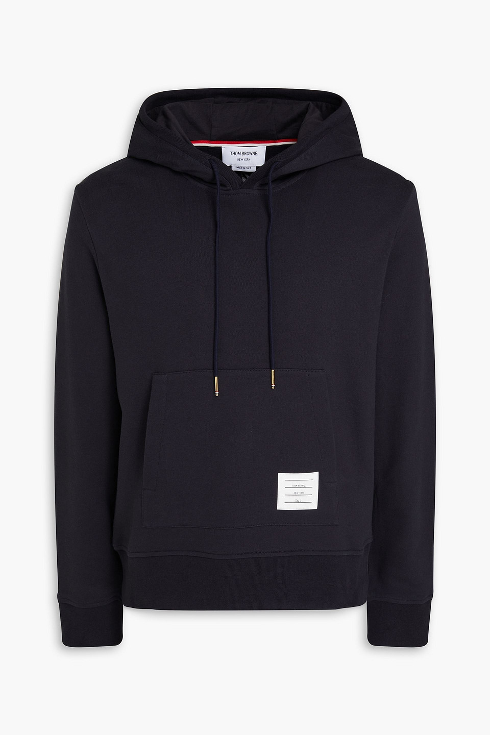 Thom Browne - Embroidered French cotton-terry hoodie - Blue - 3