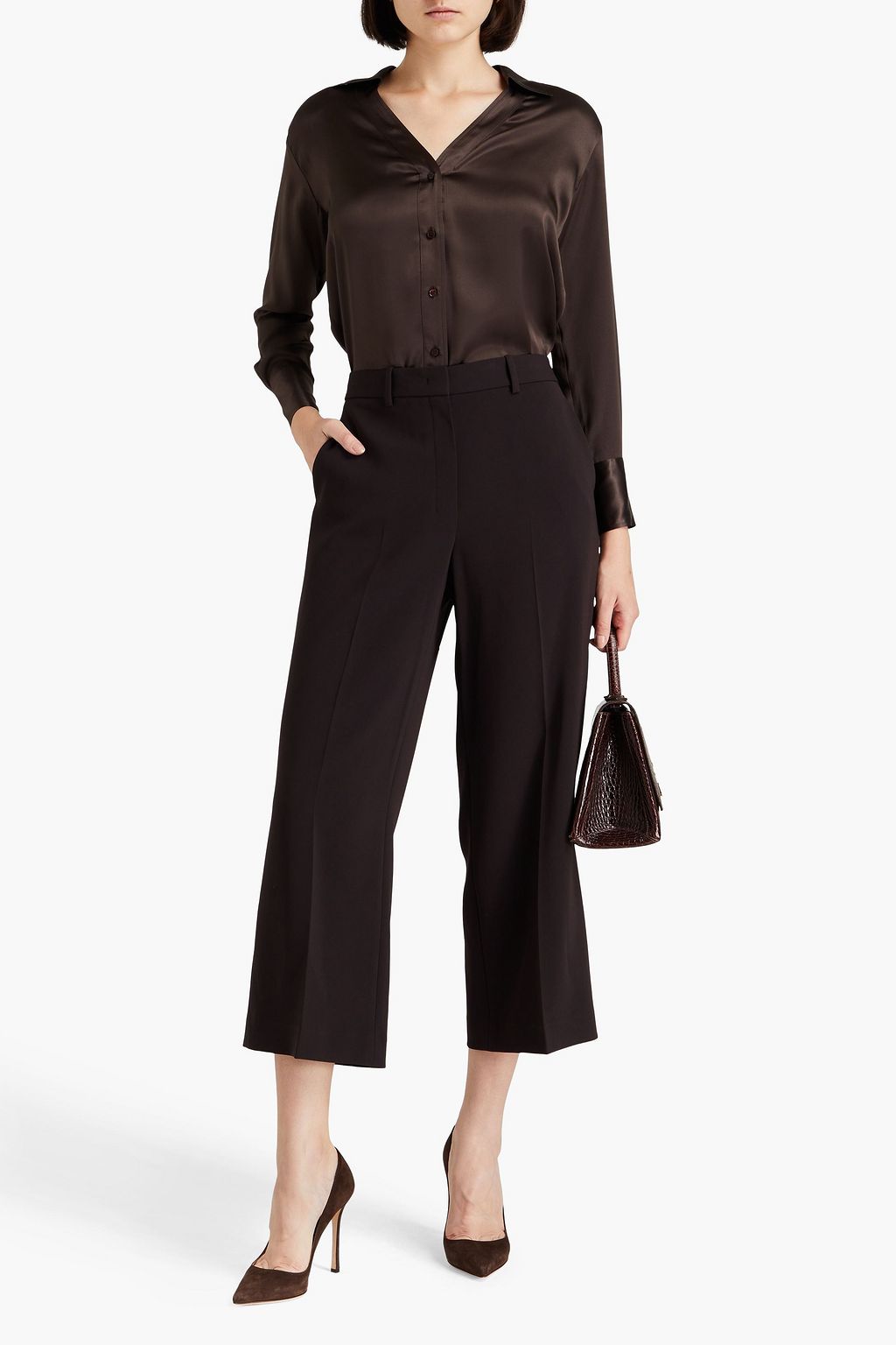 THEORY Cropped crepe straight-leg pants