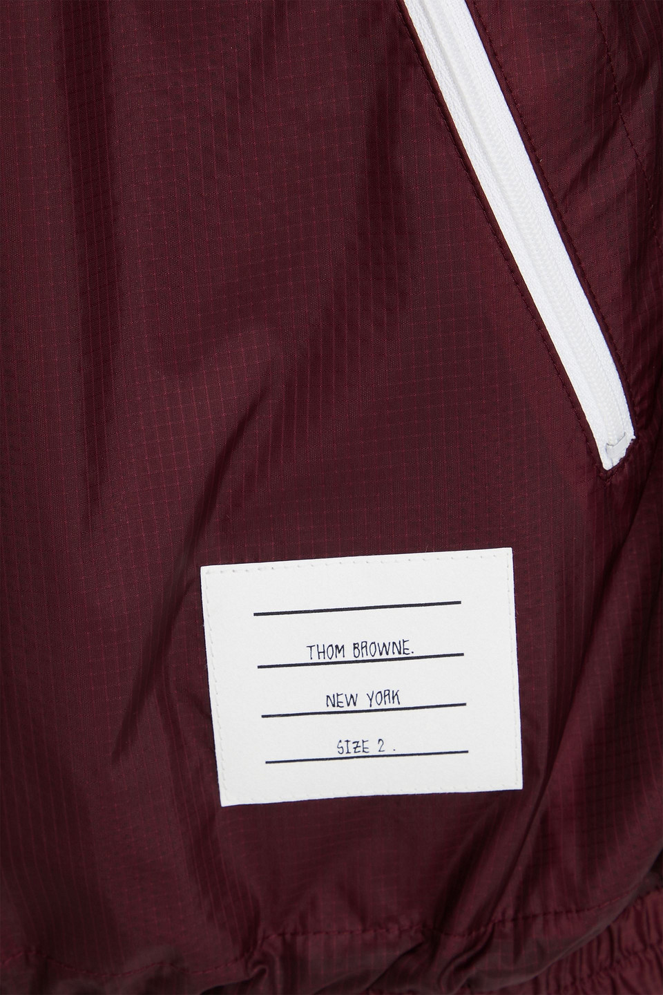 Thom Browne Ripstop Hooded Track Jacket In Burgundy
