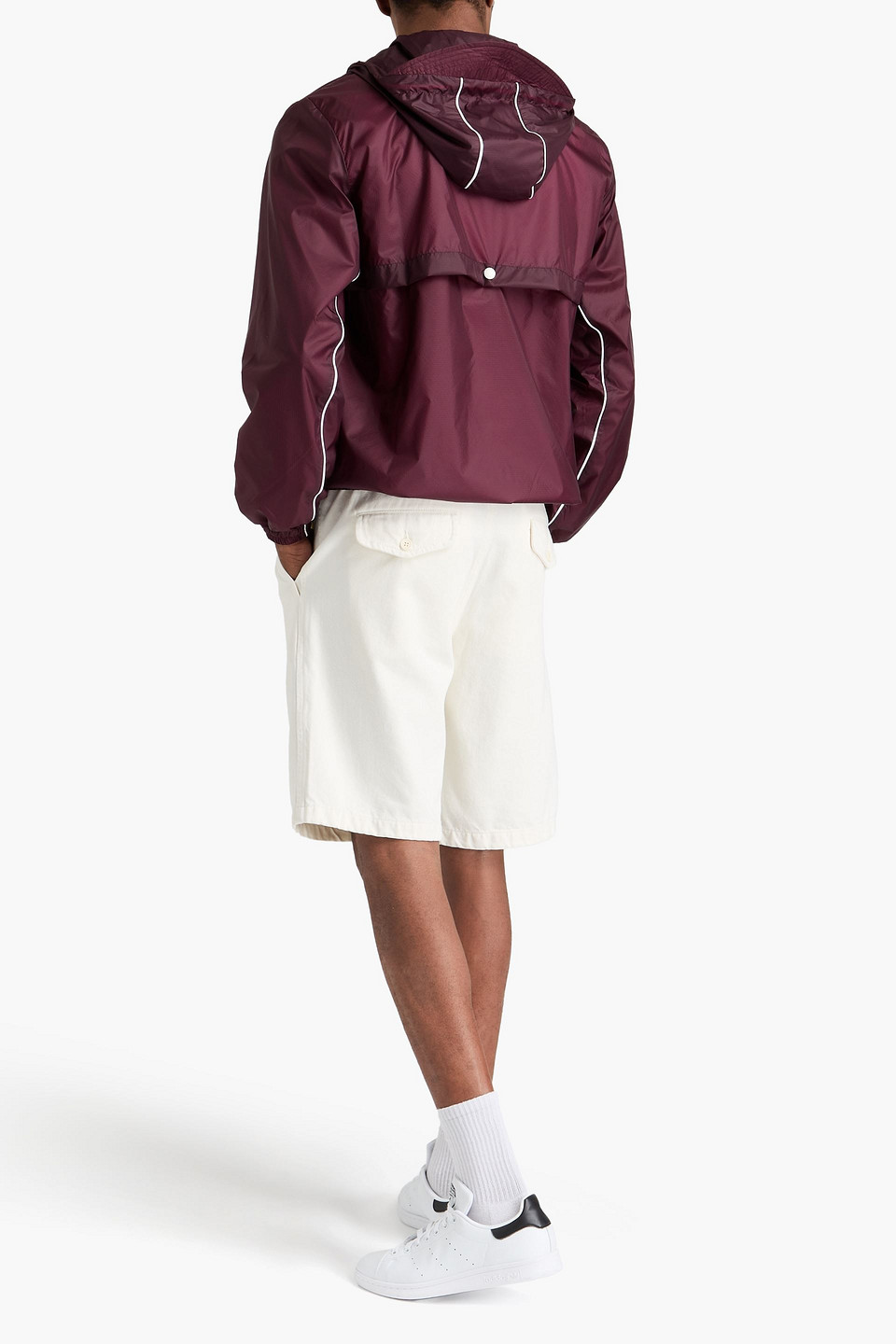Thom Browne Ripstop Hooded Track Jacket In Burgundy