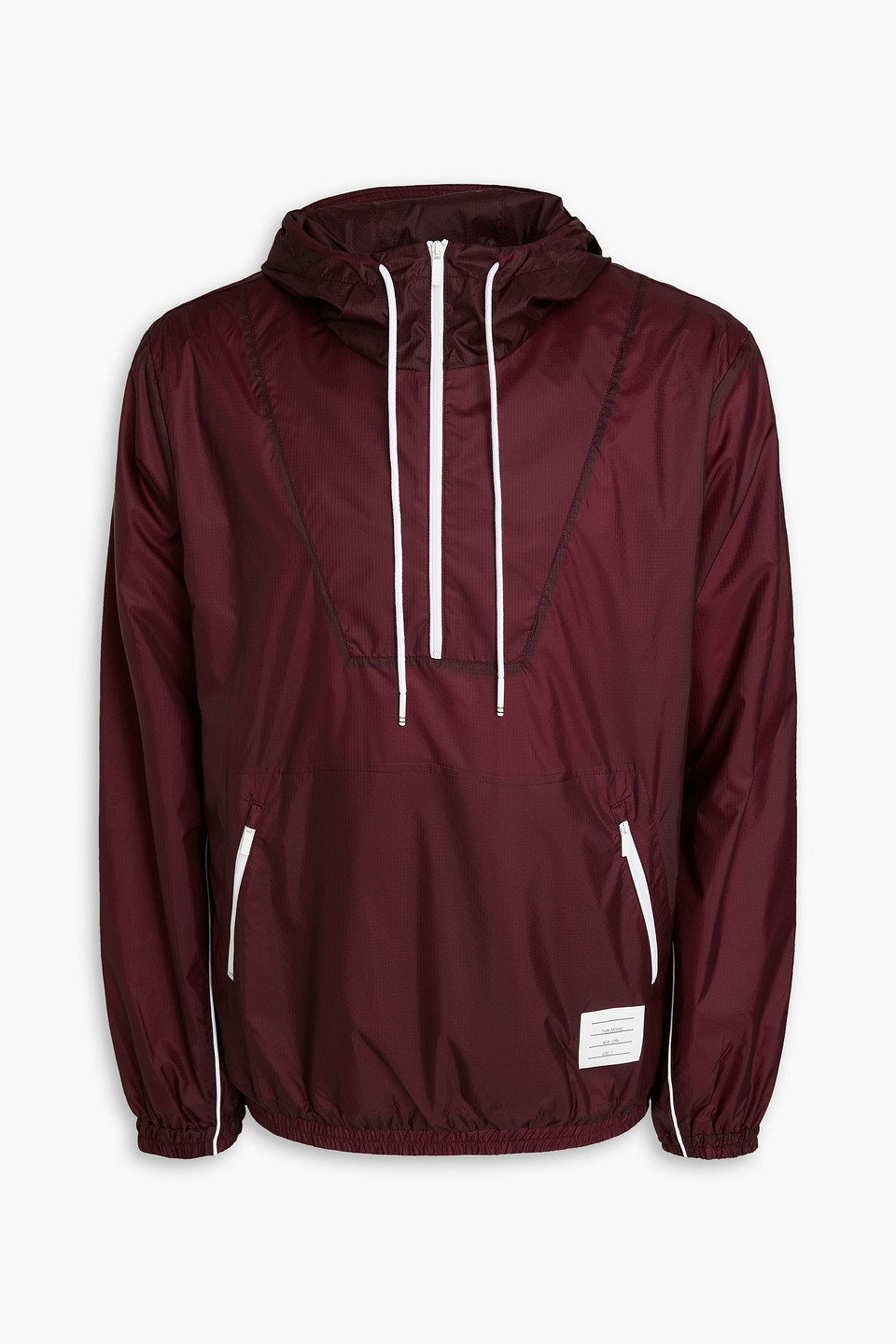 Thom Browne Ripstop Hooded Track Jacket In Burgundy