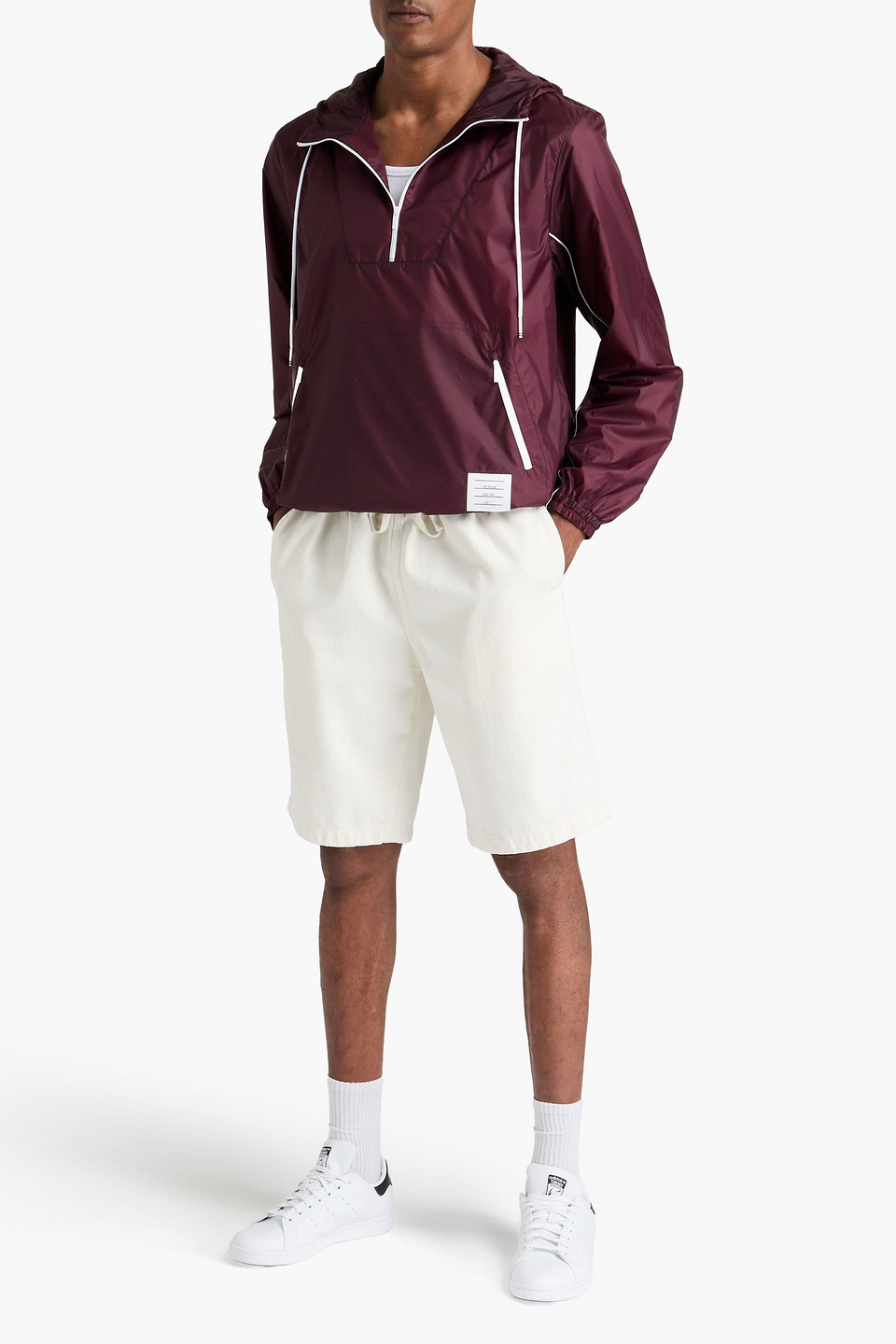 Thom Browne Ripstop Hooded Track Jacket In Burgundy