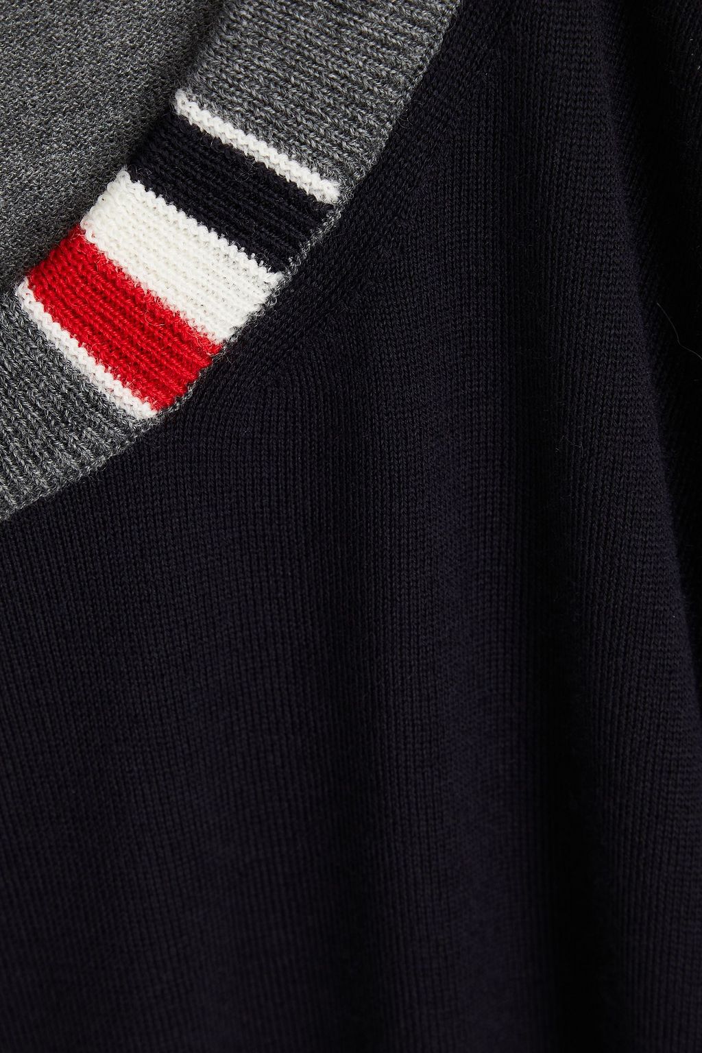 THOM BROWNE 투톤 울 혼방 스웨터