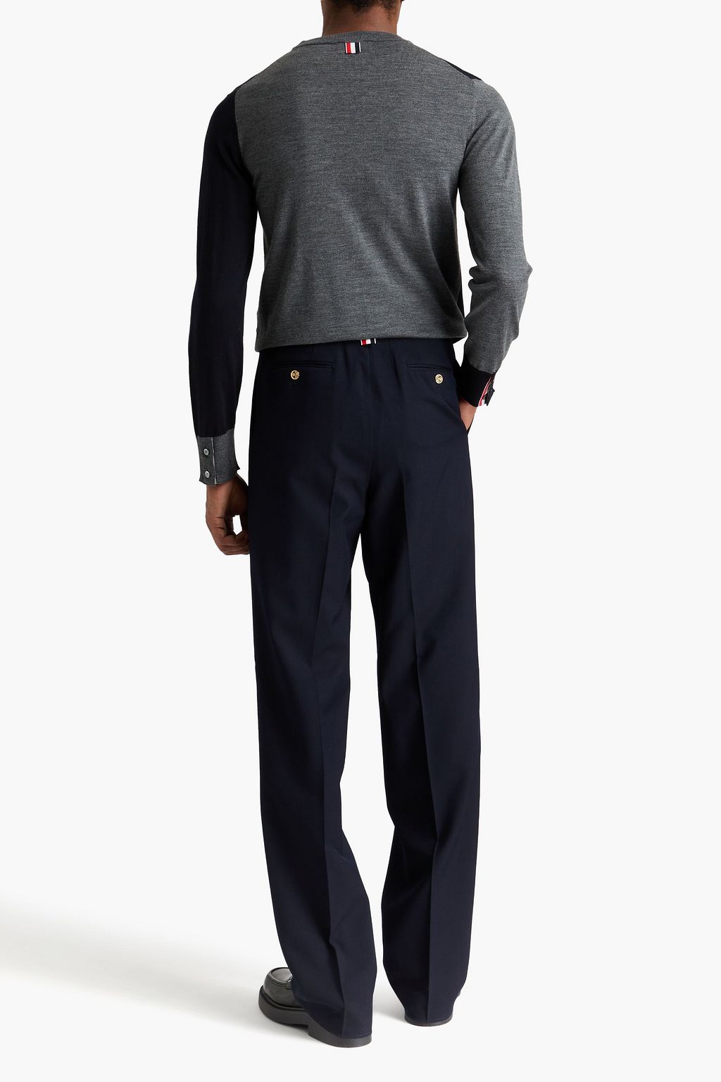 THOM BROWNE 투톤 울 혼방 스웨터