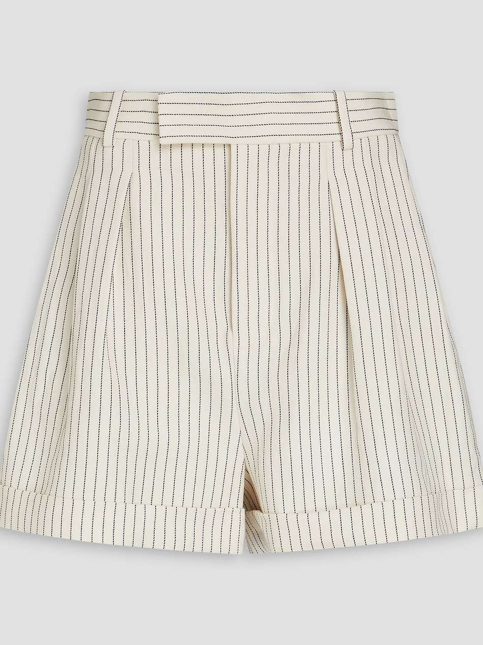 pinstriped cotton and linen-blend twill shorts