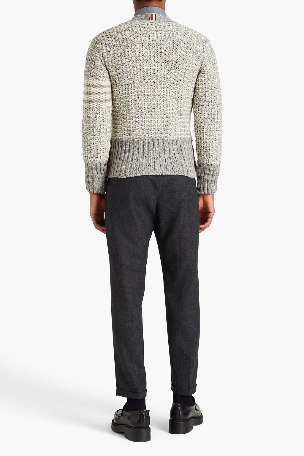THOM BROWNE Gestreifter Cardigan aus einer Woll-Mohairmischung