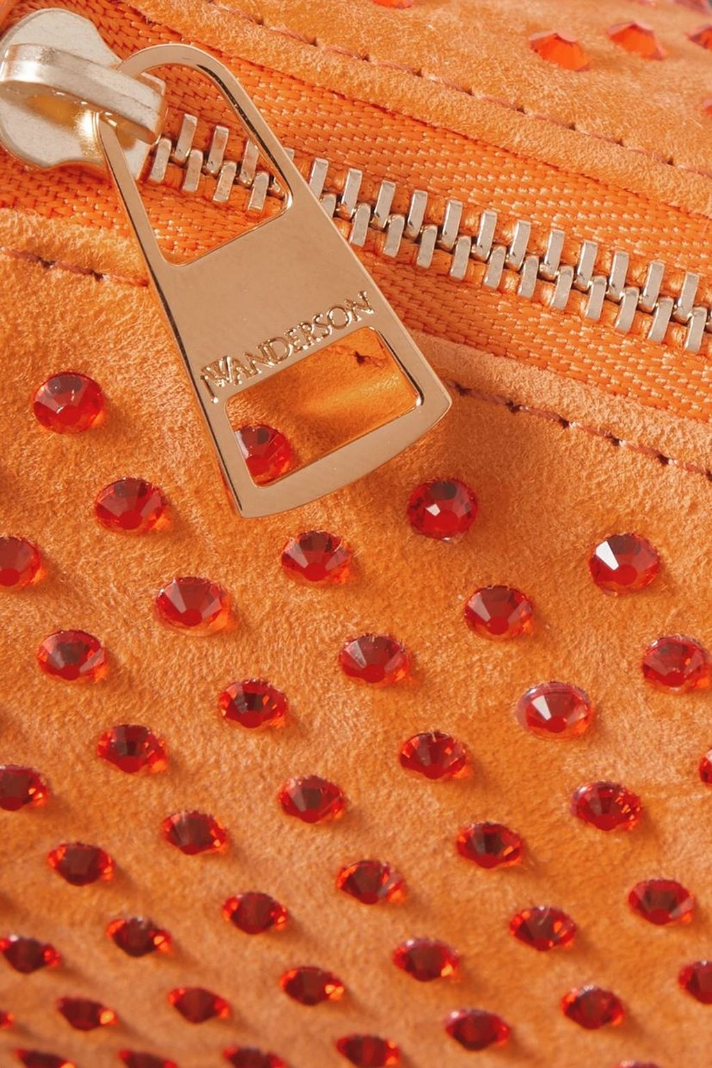 JW ANDERSON Bumper-12 leather-trimmed crystal-embellished suede shoulder bag