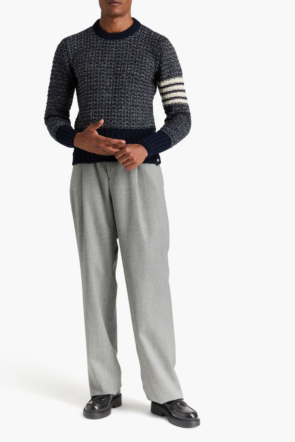 THOM BROWNE Striped wool and mohair-blend sweater