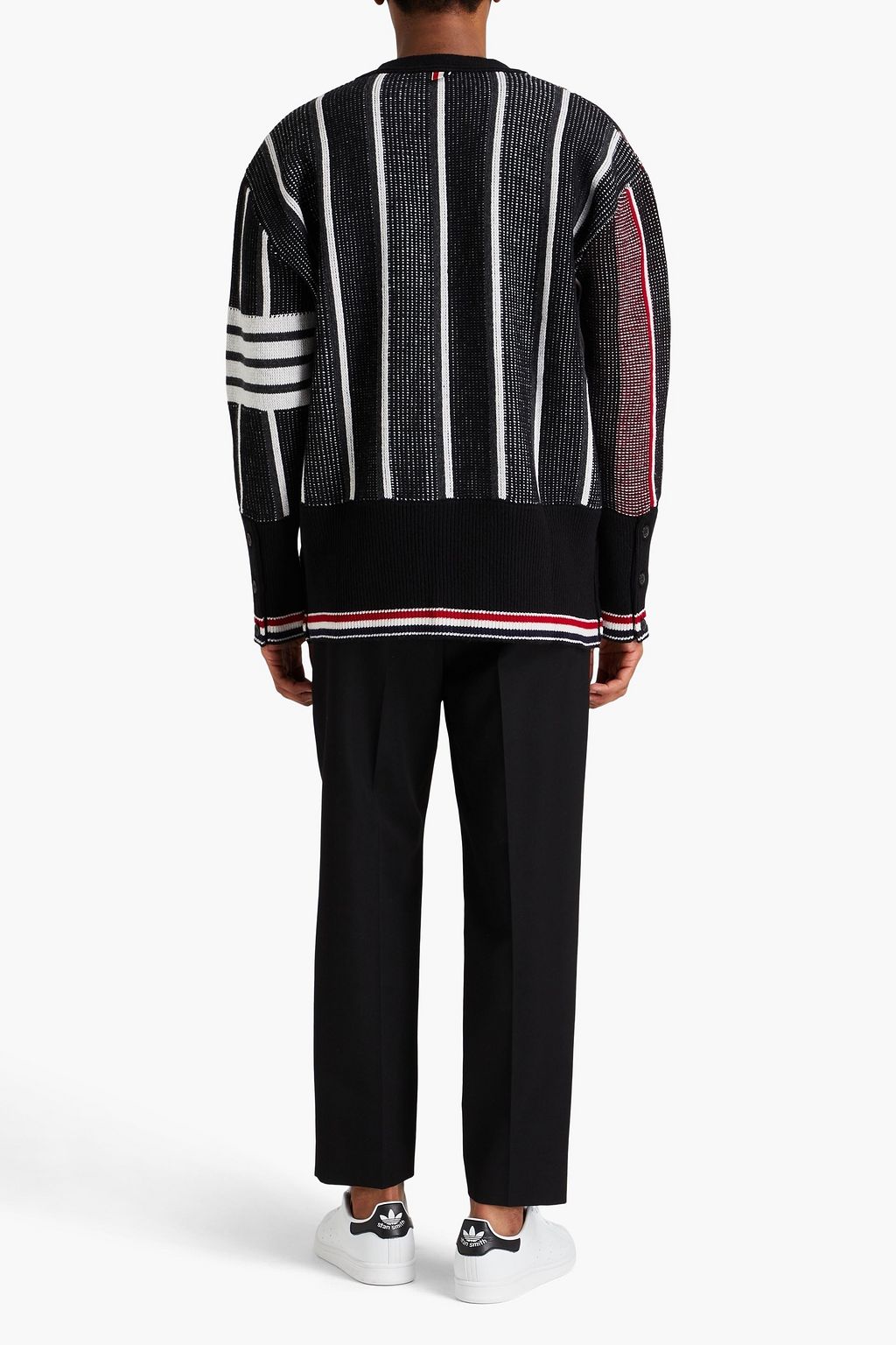 THOM BROWNE Striped merino wool cardigan
