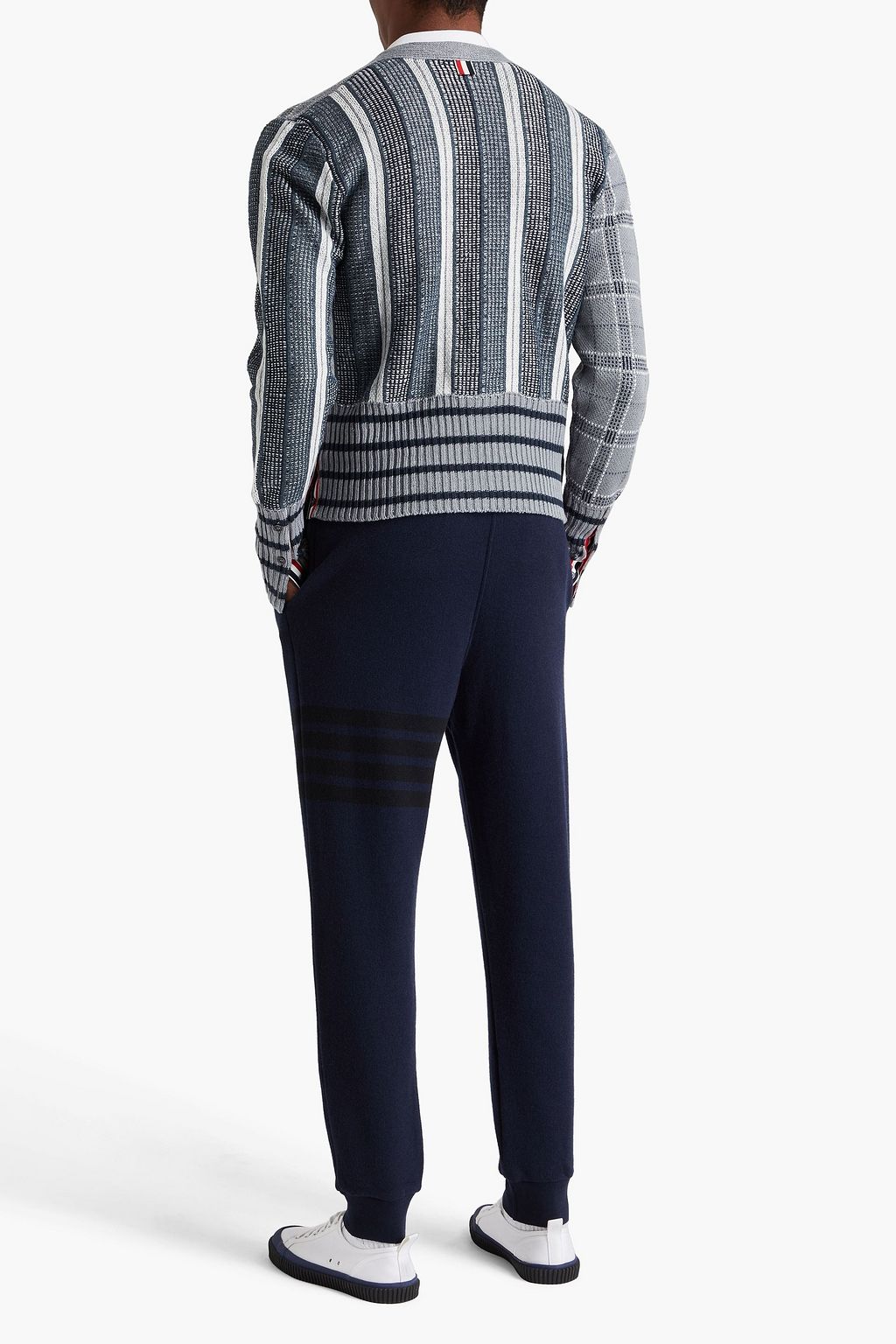 THOM BROWNE Checked jacquard-knit linen cardigan