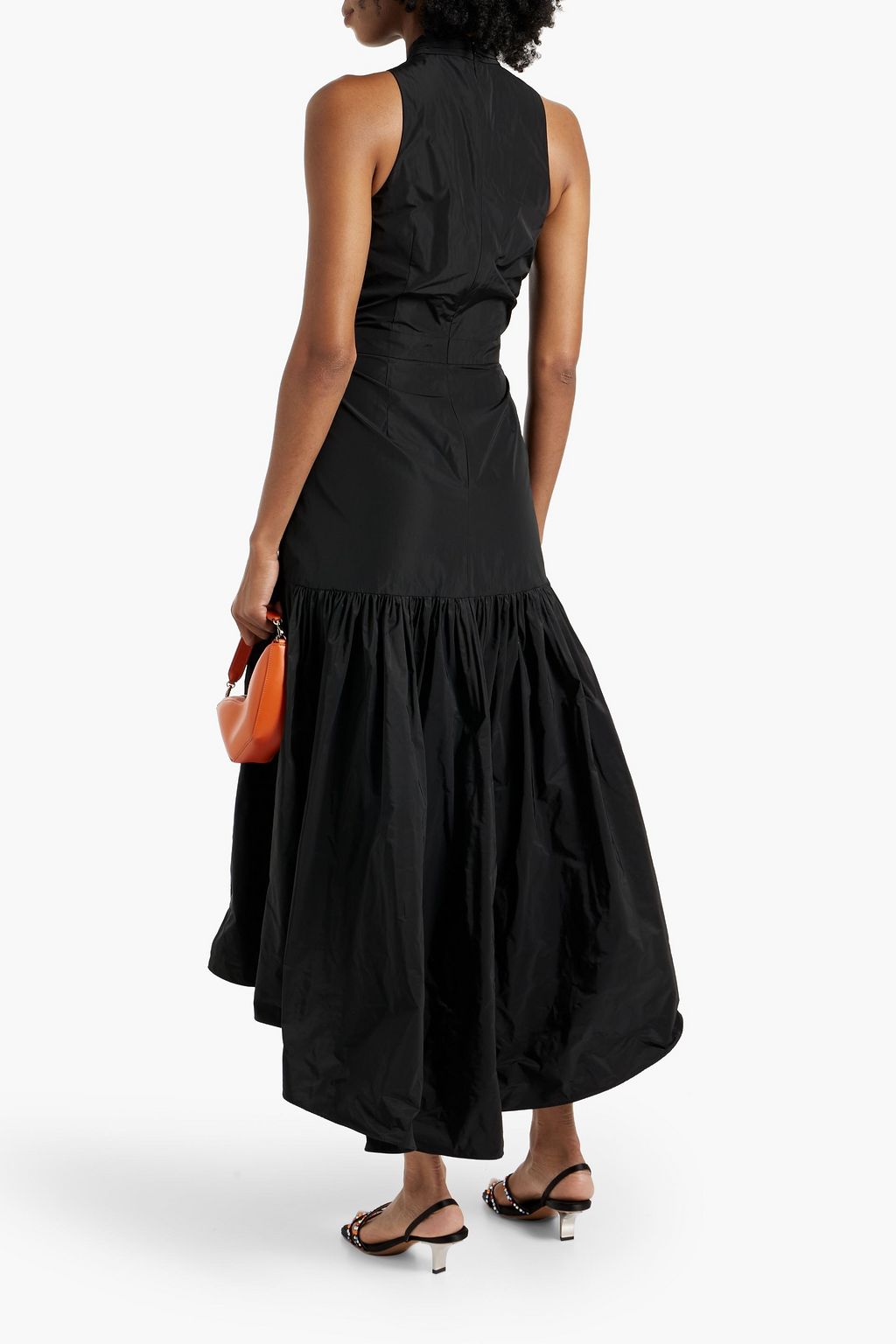 VERONICA BEARD Asymmetric tiered taffeta maxi dress