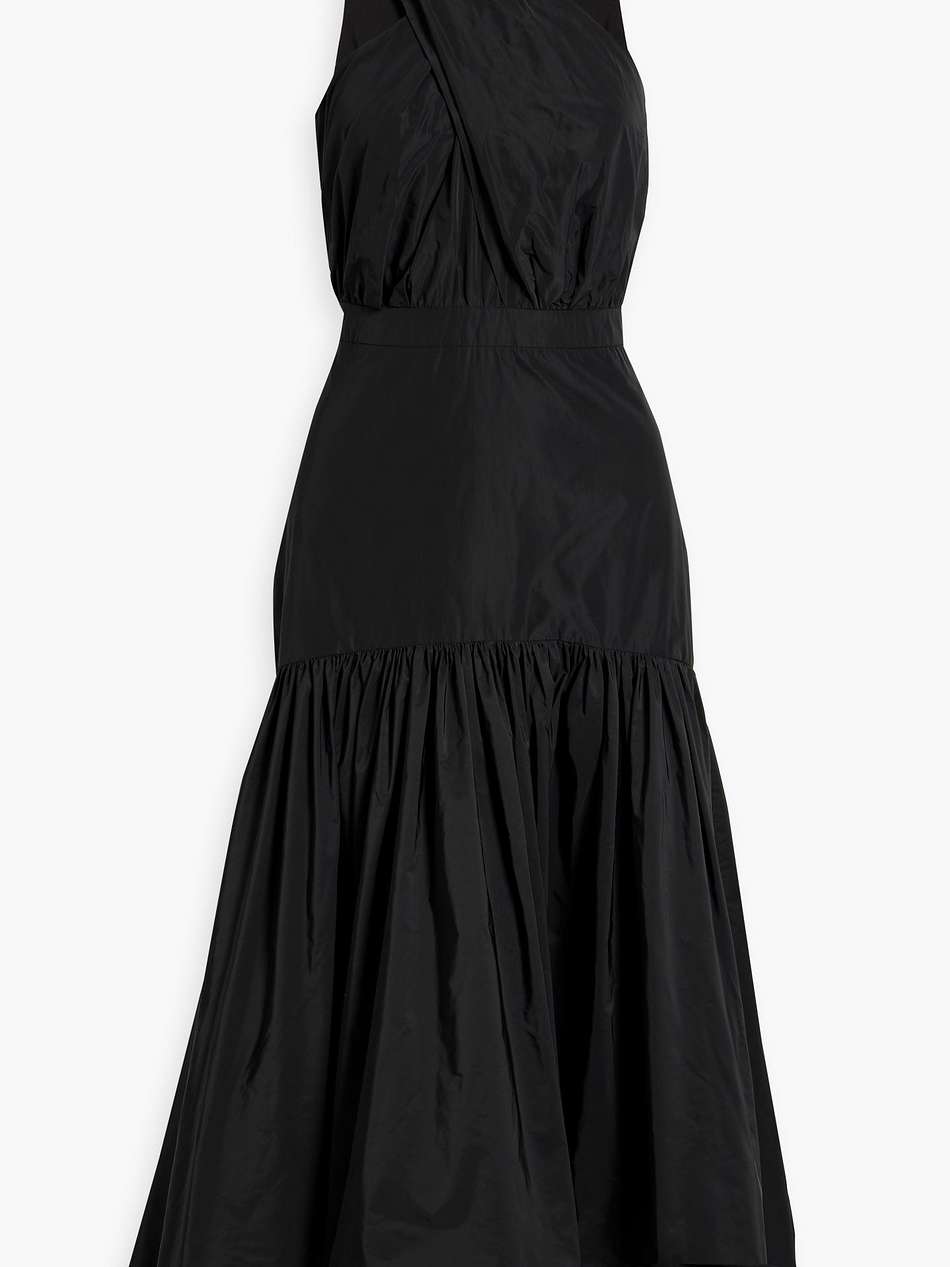 dadley gathered taffeta midi dress