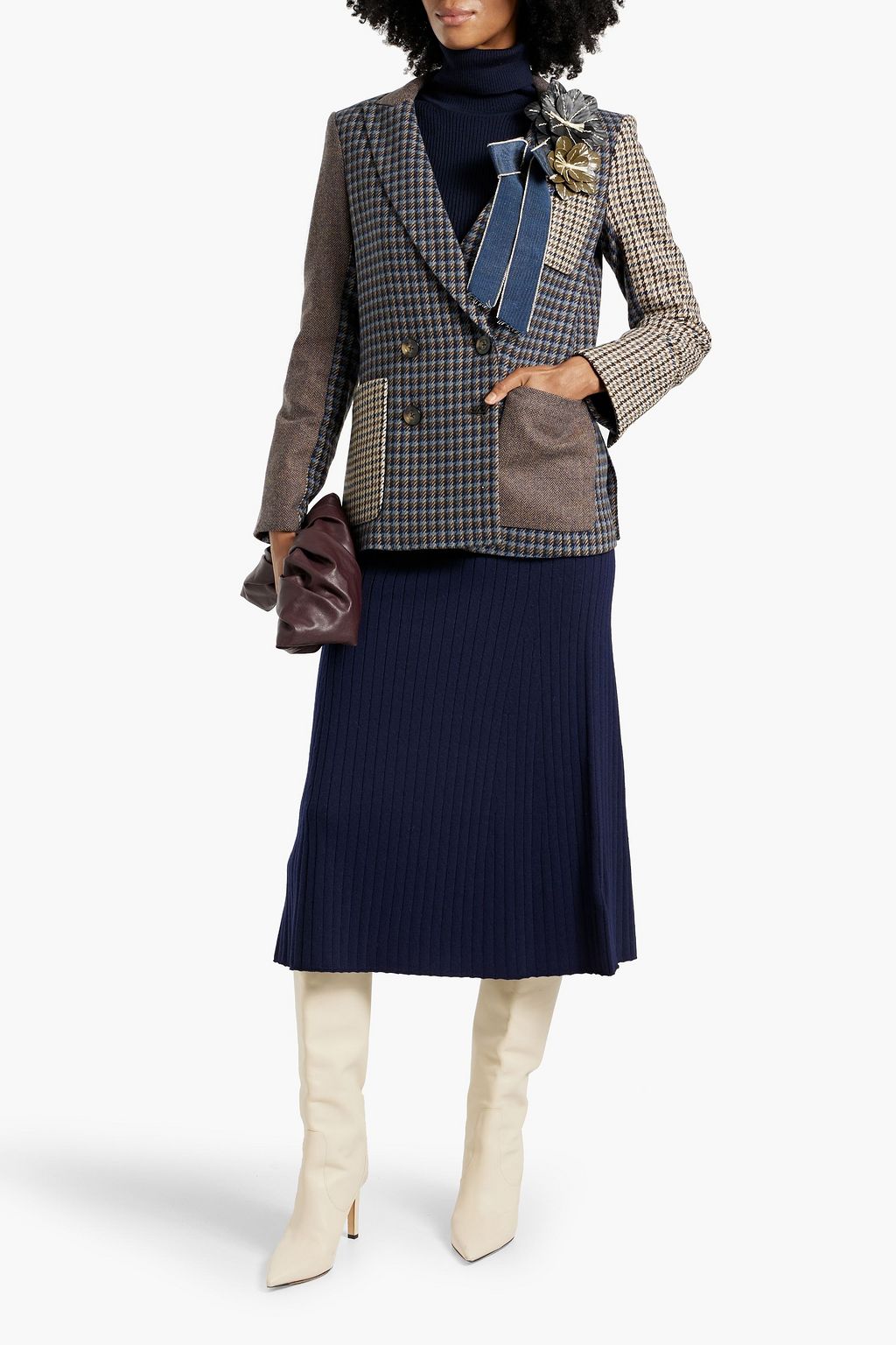 VERONICA BEARD Faustine Dickey double-breasted patchwork tweed blazer