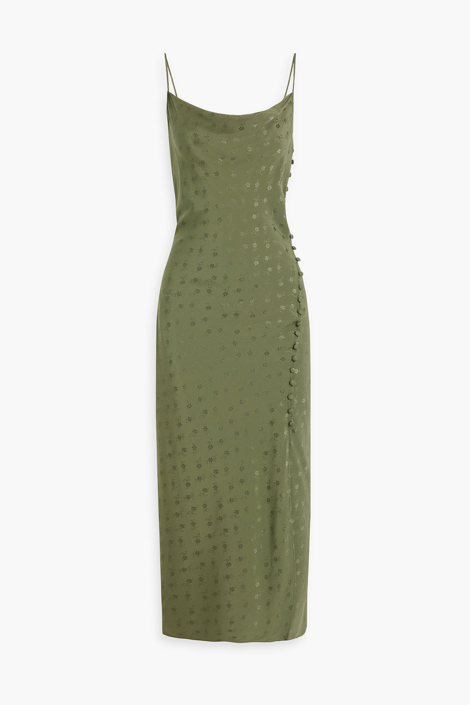 Veronica Beard Chapel Silk-blend Floral-jacquard Midi Dress In Army Green