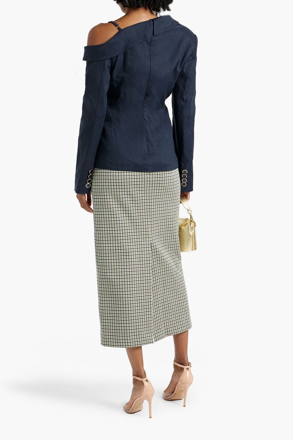 VERONICA BEARD Mazur cold-shoulder linen-blend blazer