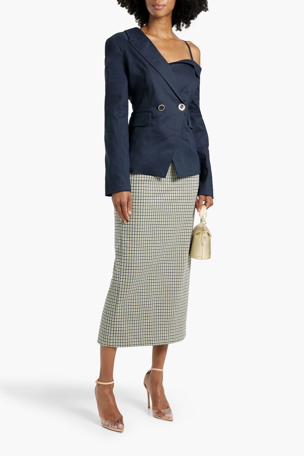 VERONICA BEARD Mazur cold-shoulder linen-blend blazer