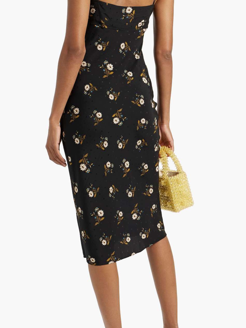 shara floral-print silk-blend jacquard dress