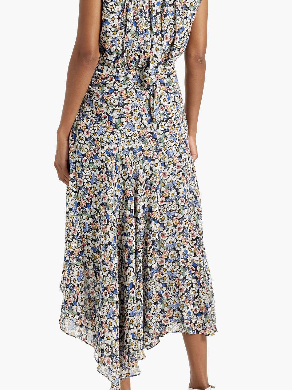 anuli asymmetric floral-print silk-chiffon dress