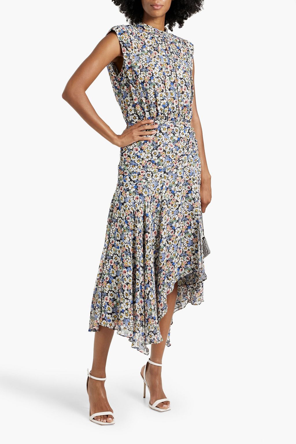 VERONICA BEARD Anuli asymmetric floral-print silk-chiffon dress