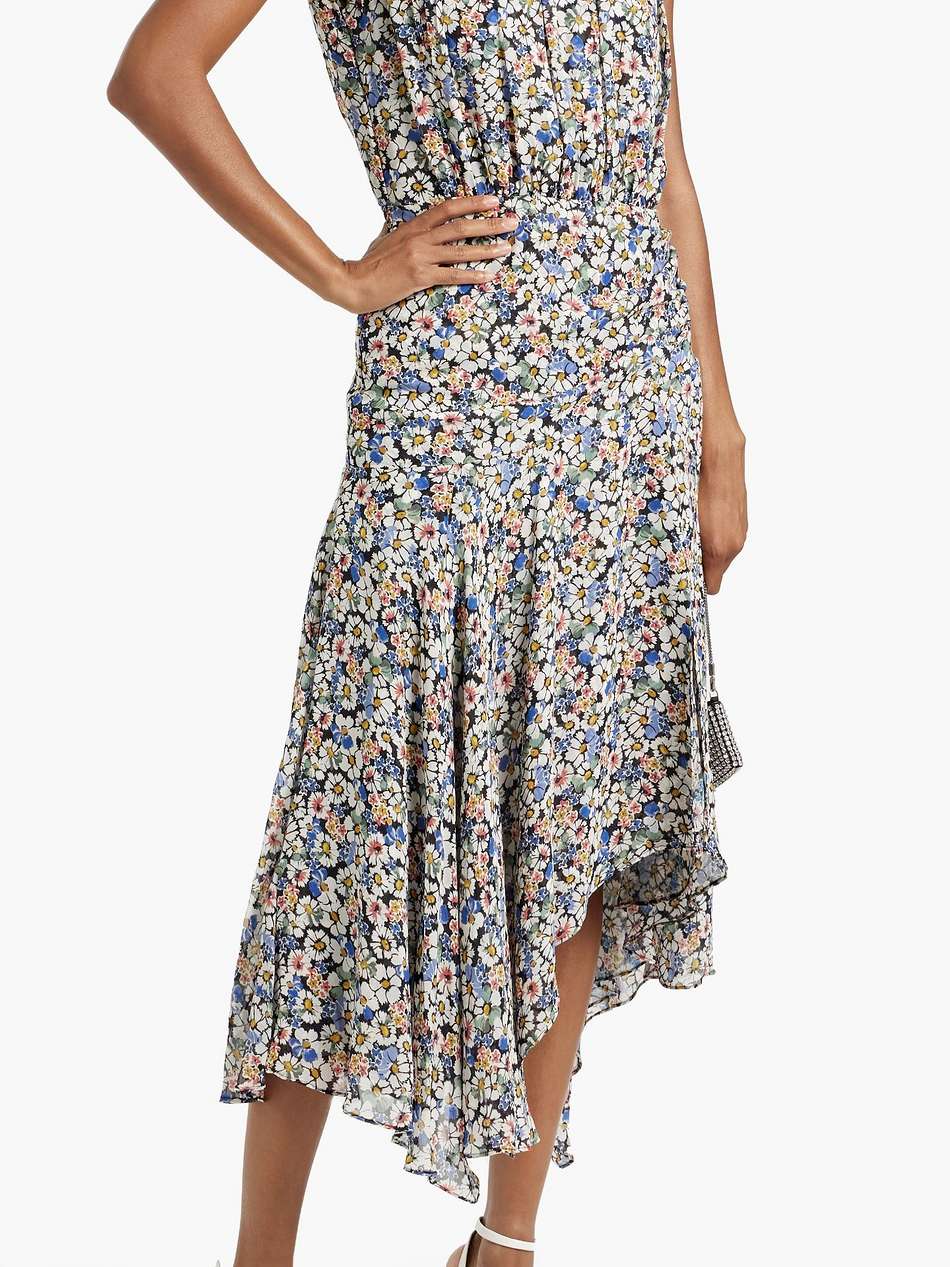 anuli asymmetric floral-print silk-chiffon dress