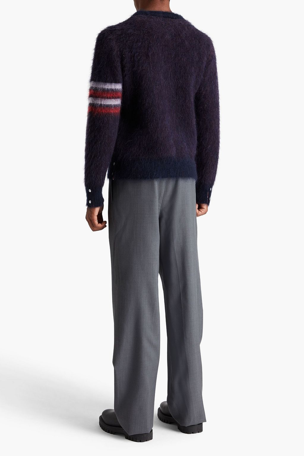 THOM BROWNE كنزة رياضية من مزيج الموهير بحبكة جاكار