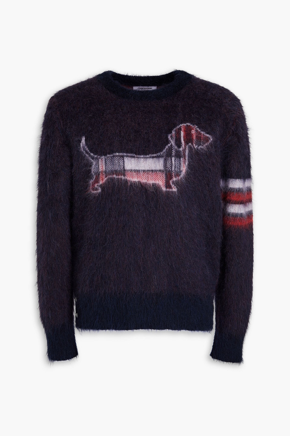 thom browne - jacquard-knit mohair-blend sweater - blue - 0