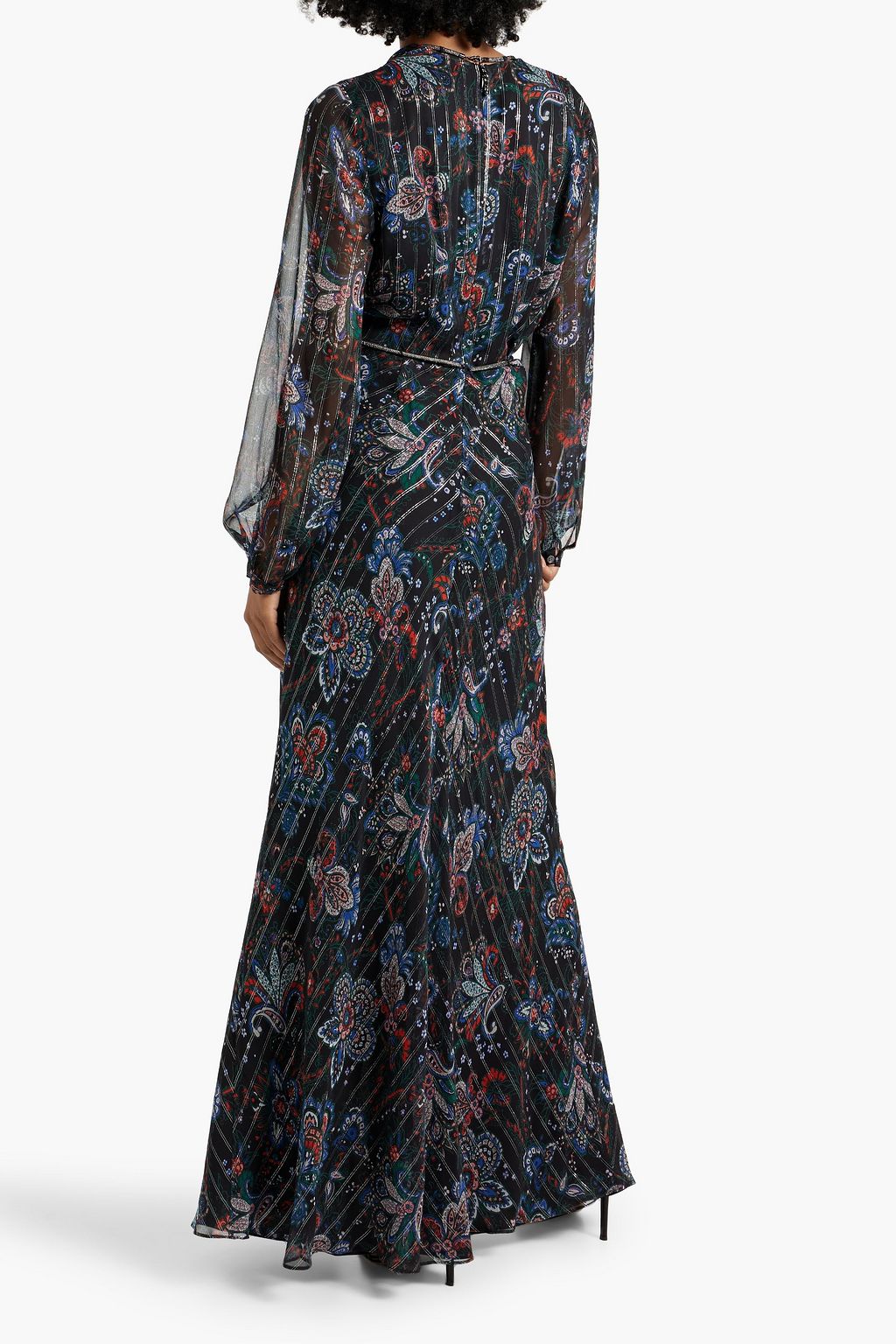 VERONICA BEARD Kaira embellished metallic printed silk-blend chiffon maxi dress