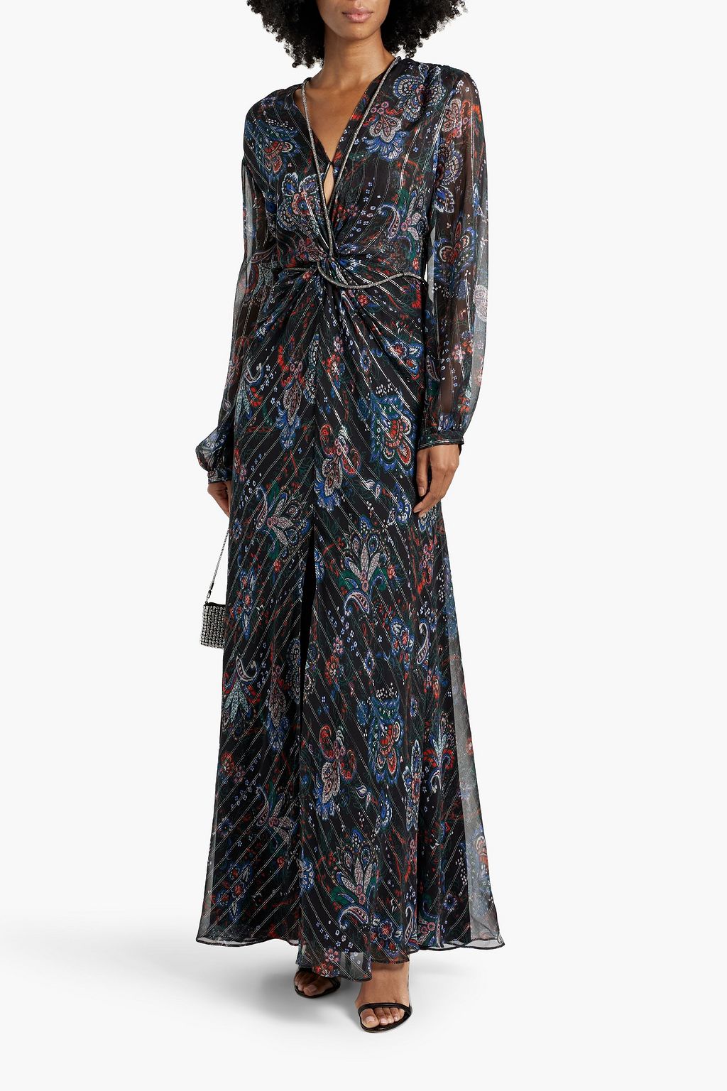 VERONICA BEARD Kaira embellished metallic printed silk-blend chiffon maxi dress