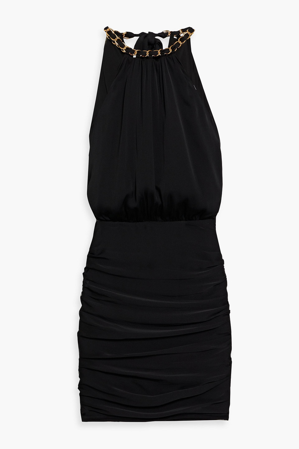 Veronica Beard Kalita Chain-embellished Silk-blend Satin Mini Dress In Black
