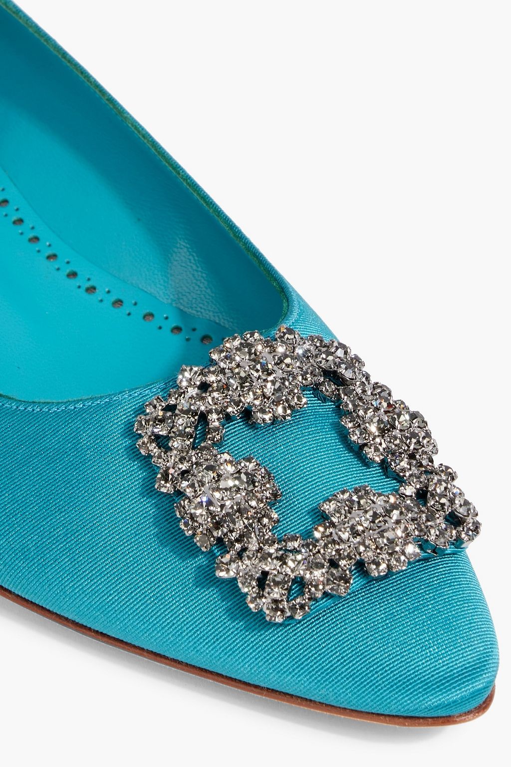 MANOLO BLAHNIK Hangisiflat crystal-embellished grosgrain point-toe flats