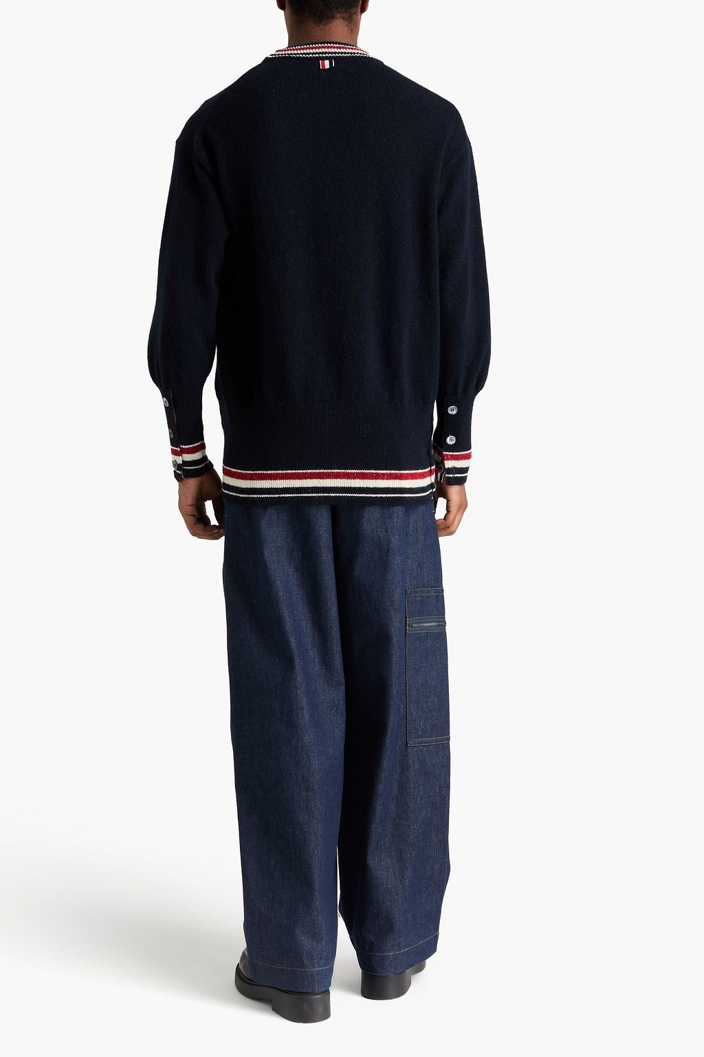 THOM BROWNE كنزة رياضية "هيكتور هوليداي" مصنوعة من مزيج الموهير والصوف بحبكة إنتارسيا