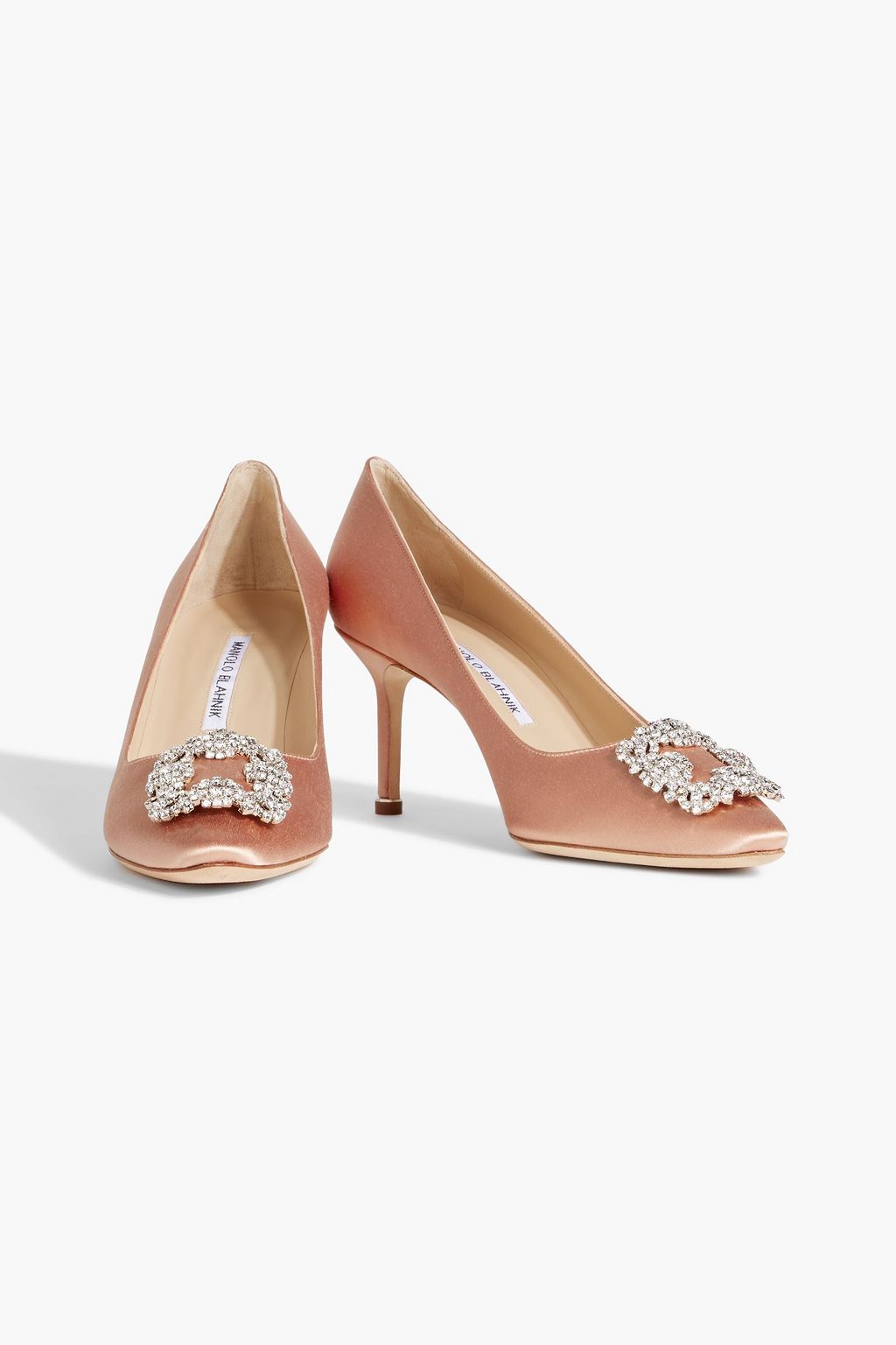 MANOLO BLAHNIK Hangisi 70 crystal-embellished satin pumps