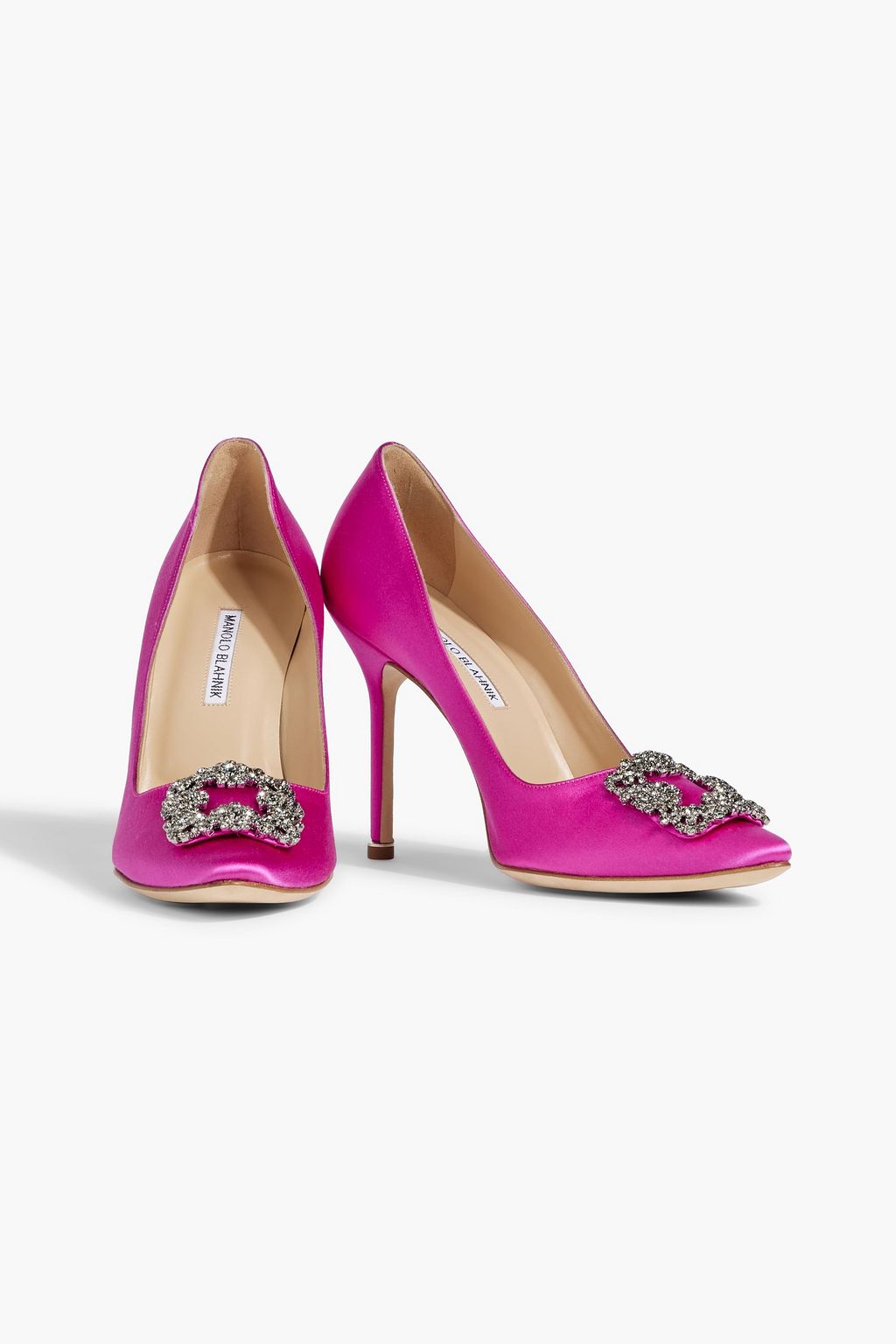 MANOLO BLAHNIK Hangisi 105 crystal-embellished satin pumps