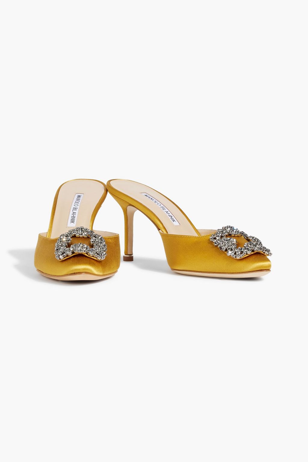 MANOLO BLAHNIK Hangisimu 70 crystal-embellished satin mules