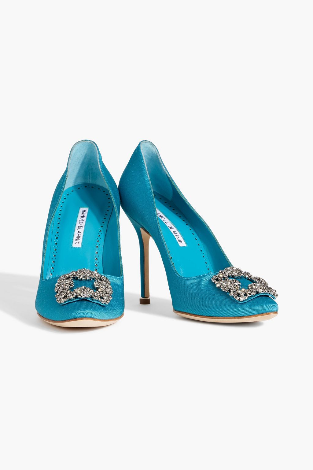 MANOLO BLAHNIK Hangisi 105 crystal-embellished satin pumps
