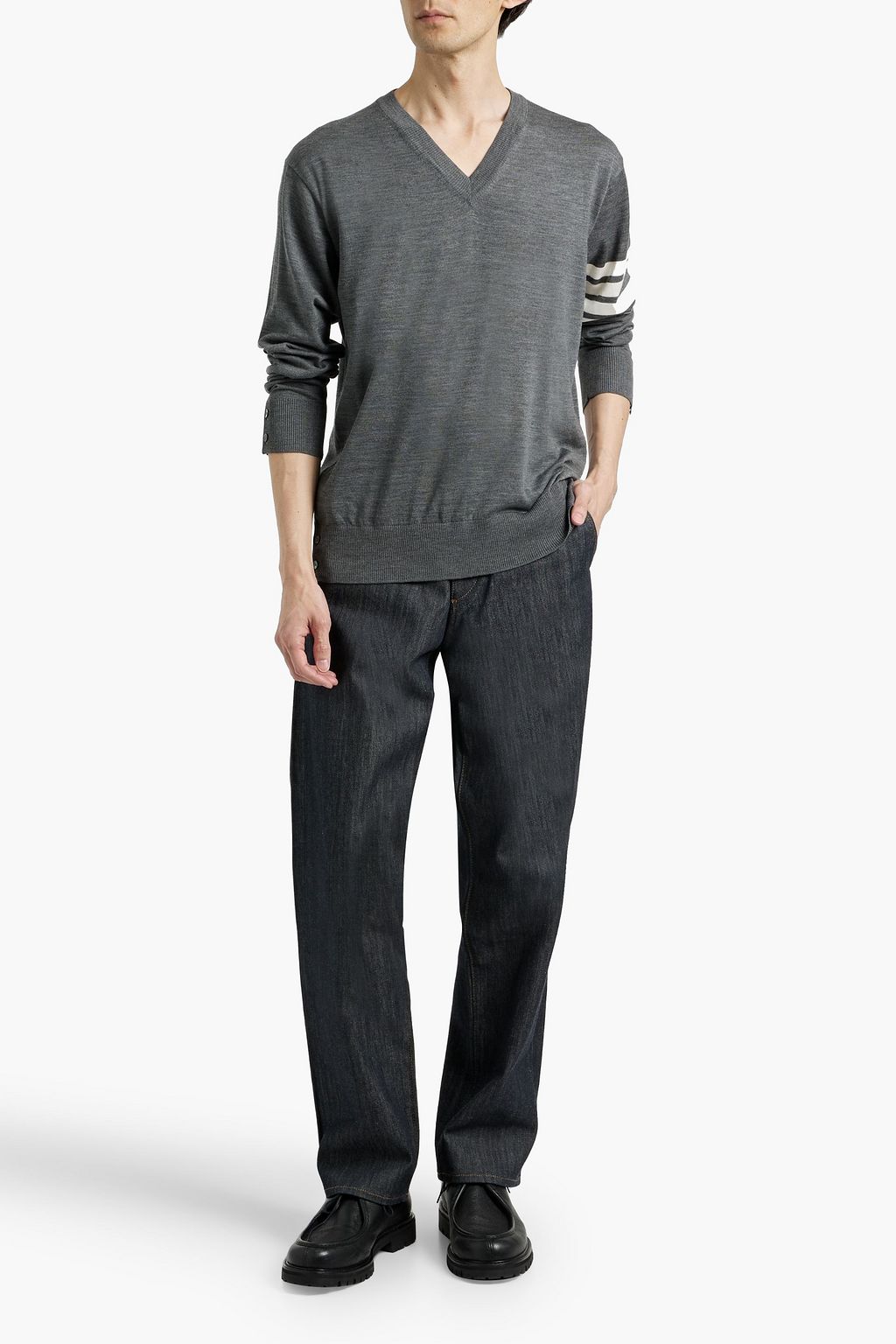 THOM BROWNE Striped merino wool sweater