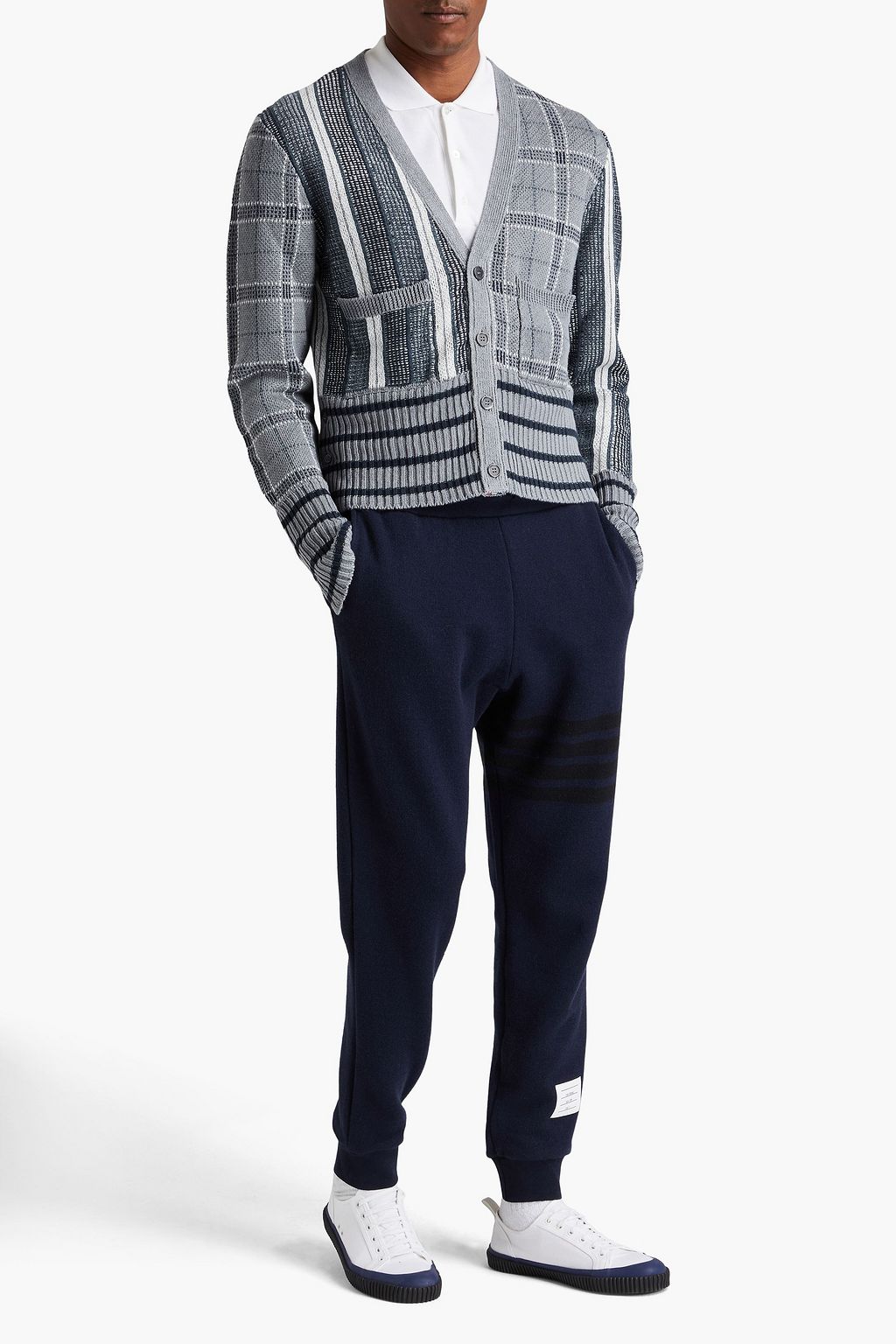 THOM BROWNE 스트라이프 울 스웻팬츠