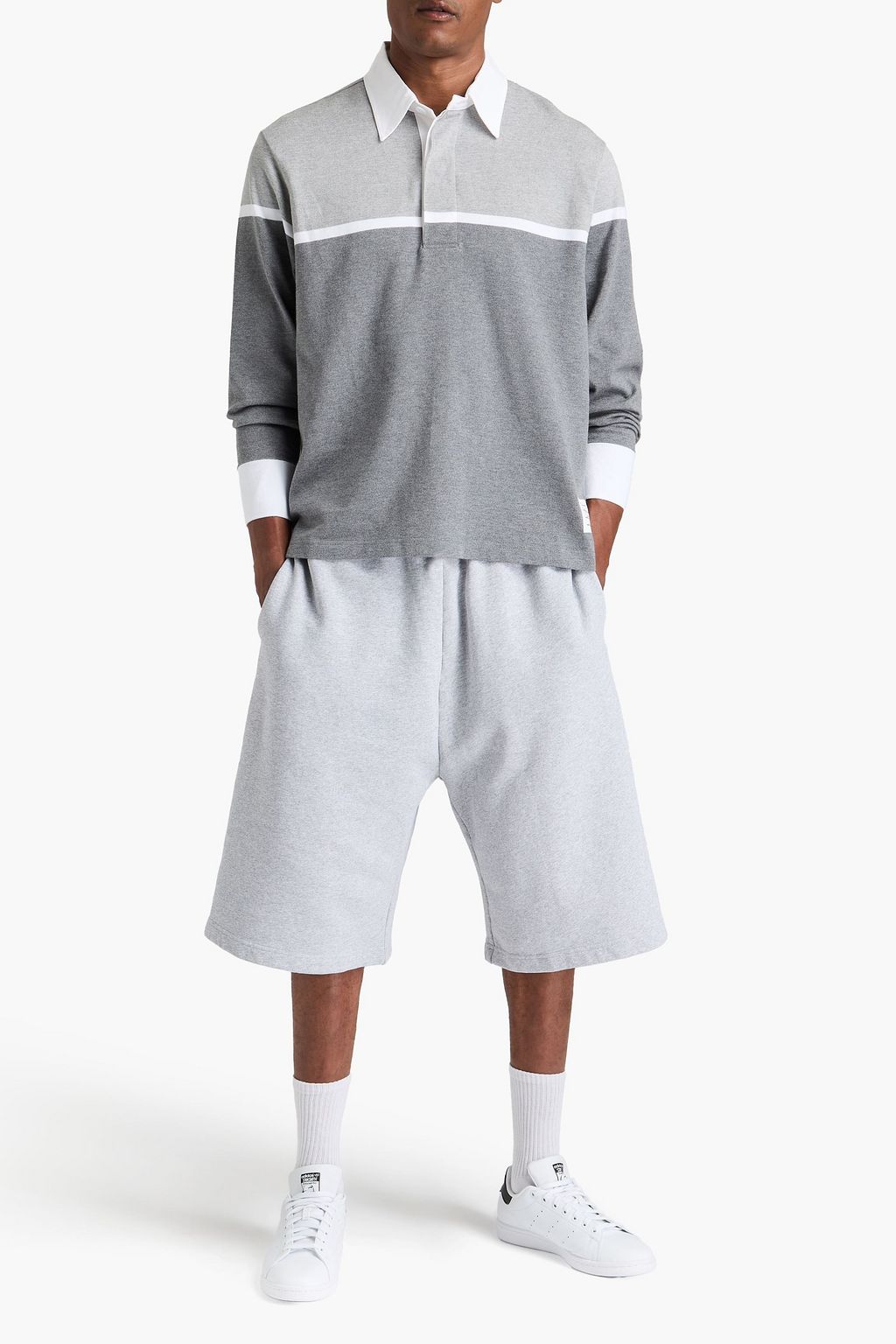 THOM BROWNE 컬러블록 코튼 폴로 셔츠