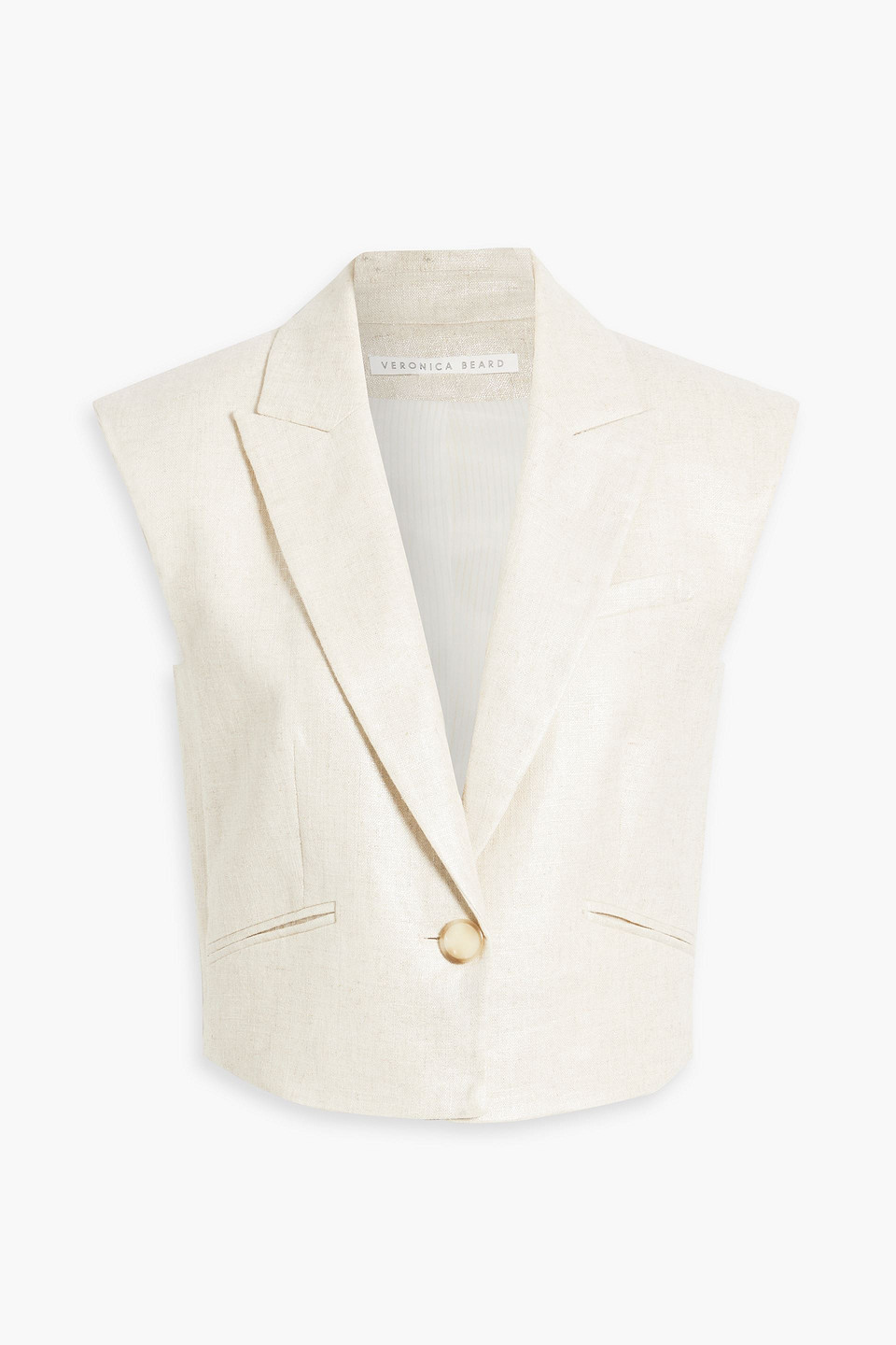 Veronica Beard Baxley Linen-blend Vest In Ecru