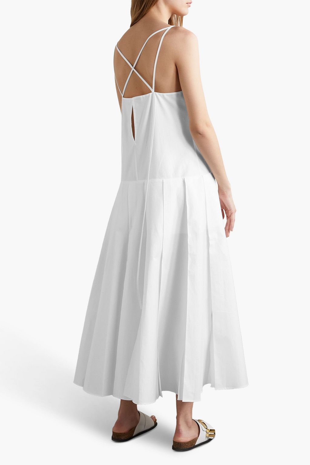 KHAITE Thea pleated cotton-poplin maxi dress