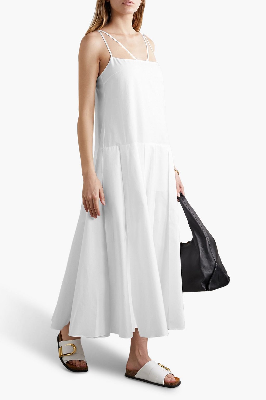 KHAITE Thea pleated cotton-poplin maxi dress