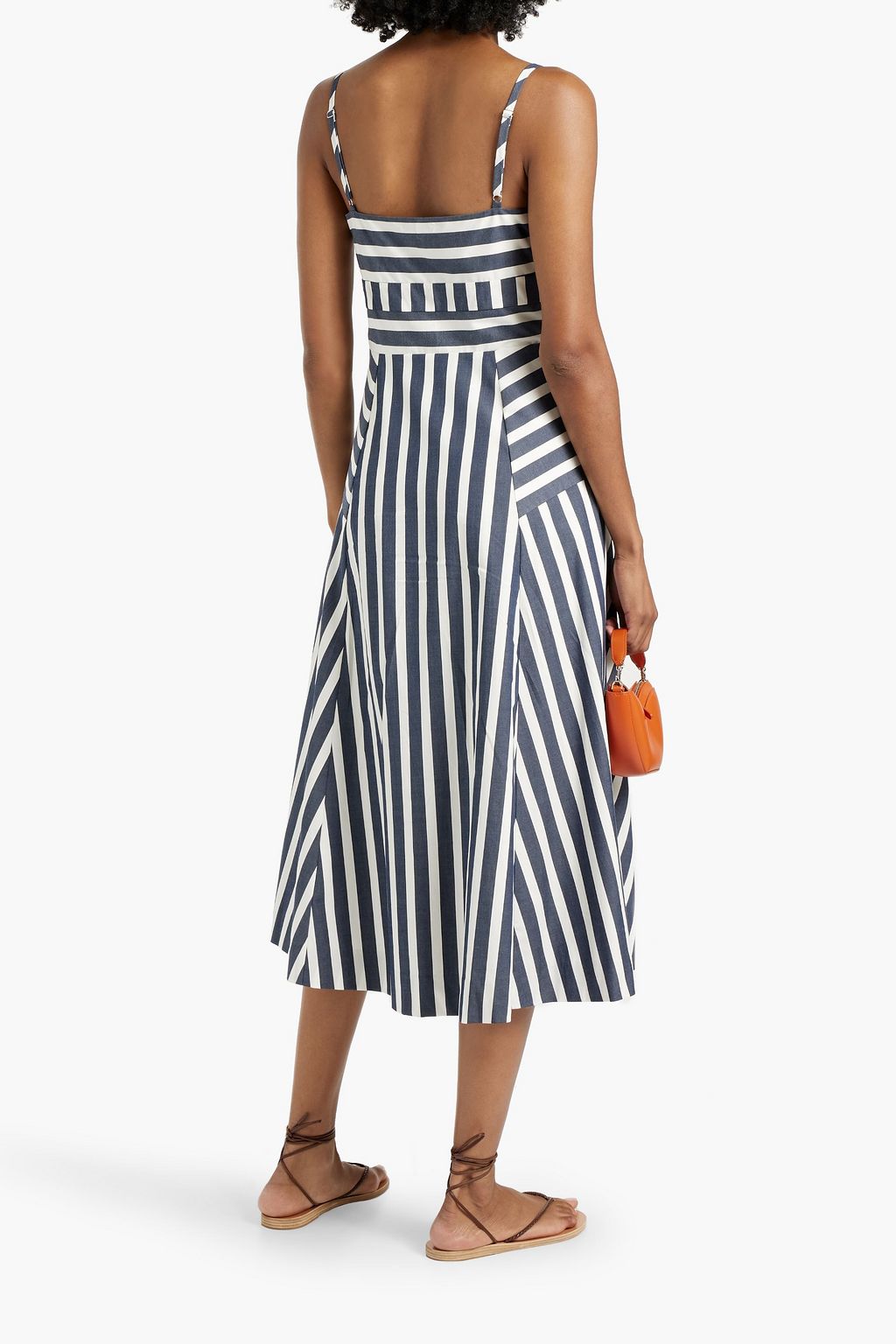 VERONICA BEARD Blige striped cotton-blend poplin midi dress