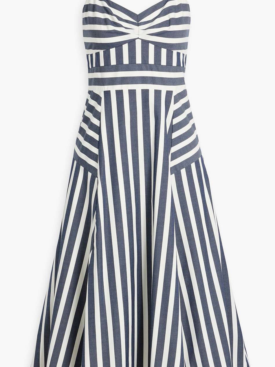 blige striped cotton-blend poplin midi dress