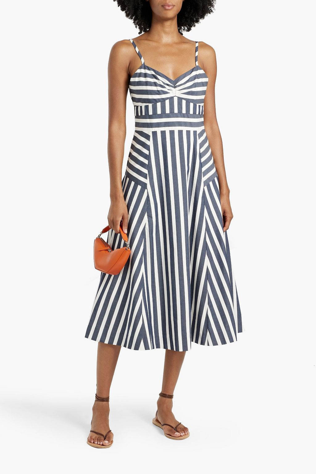 VERONICA BEARD Blige striped cotton-blend poplin midi dress