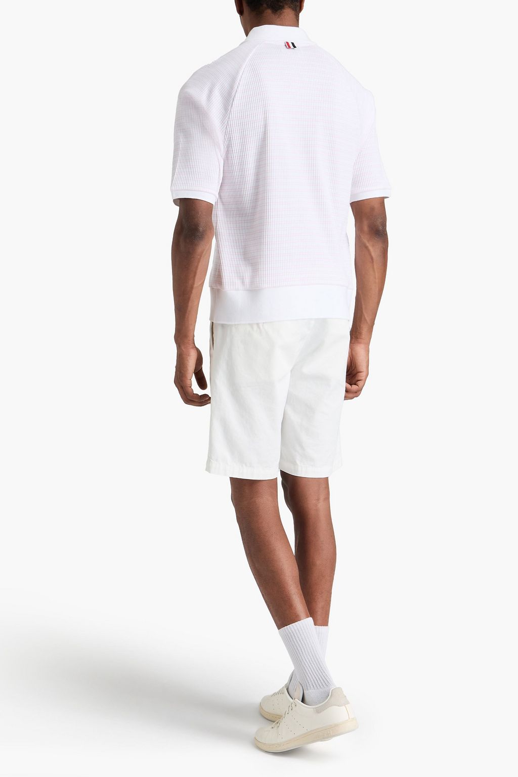 THOM BROWNE Striped cotton-jersey polo shirt