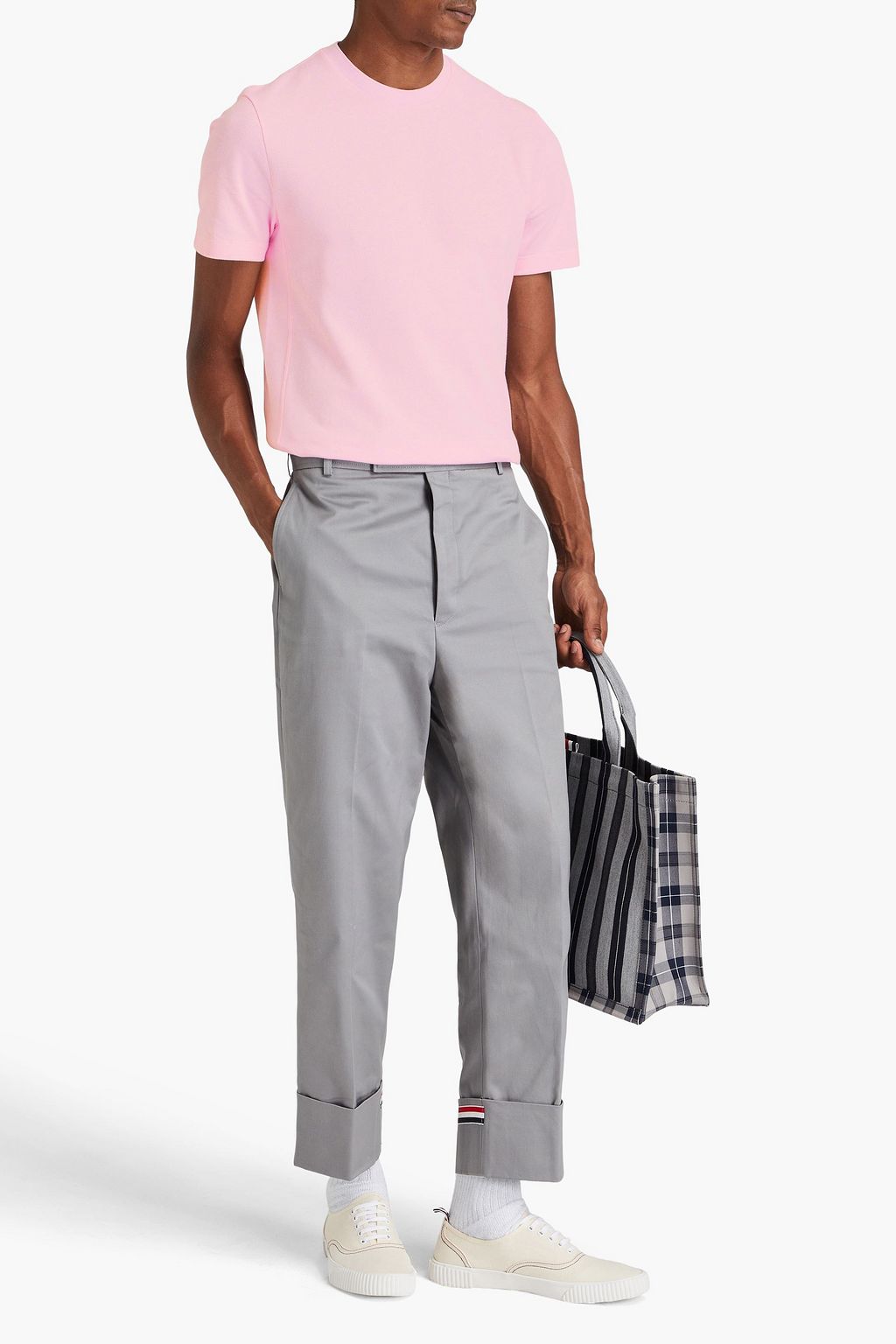 THOM BROWNE تي شيرت من قطن بيكيه