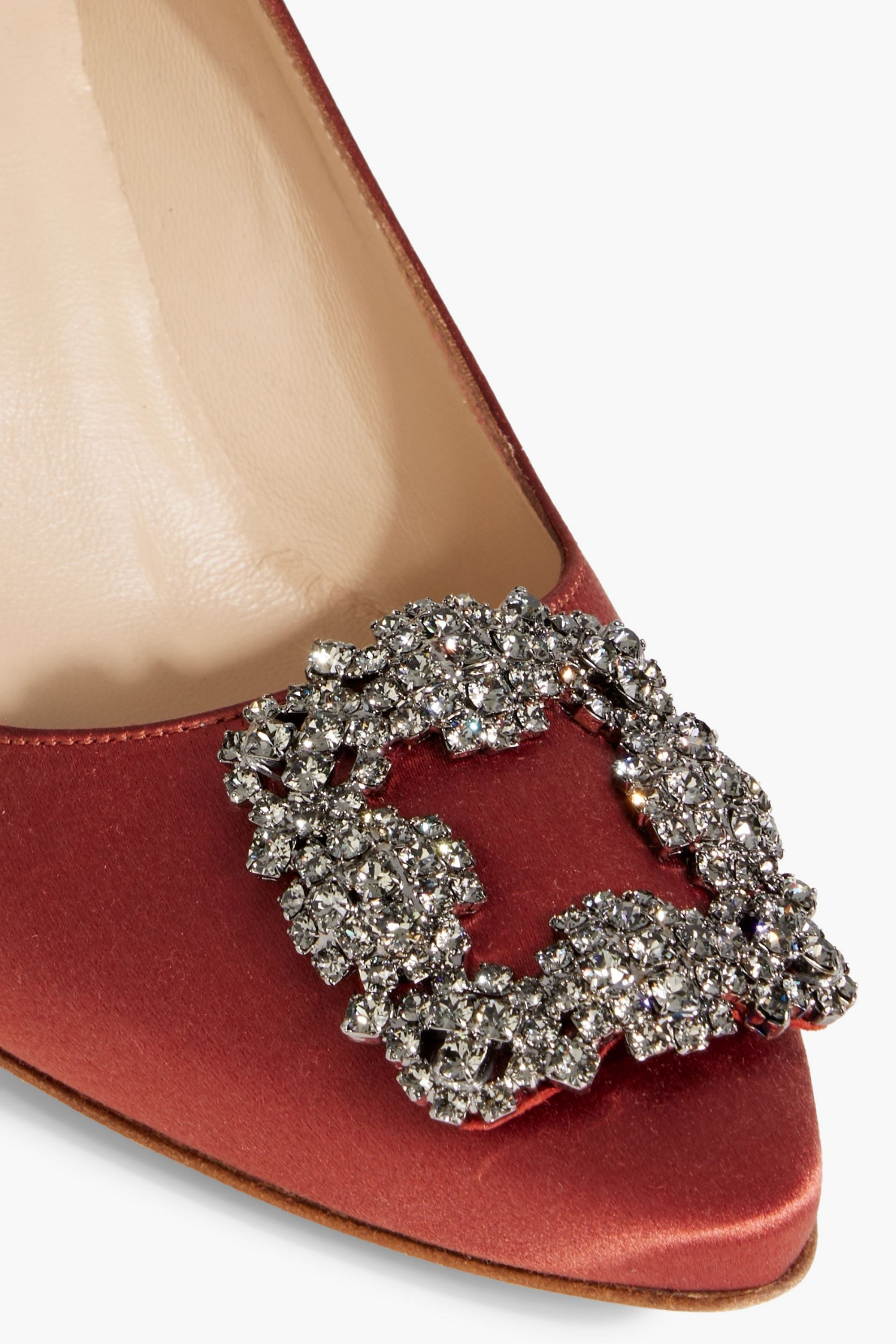 MANOLO BLAHNIK Hangisi 70 crystal-embellished satin pumps thumbnail