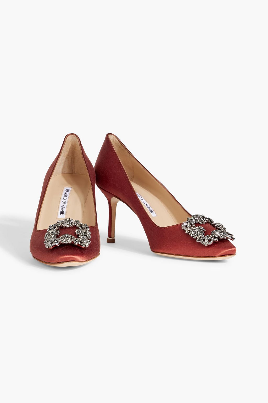 MANOLO BLAHNIK Hangisi 70 crystal-embellished satin pumps