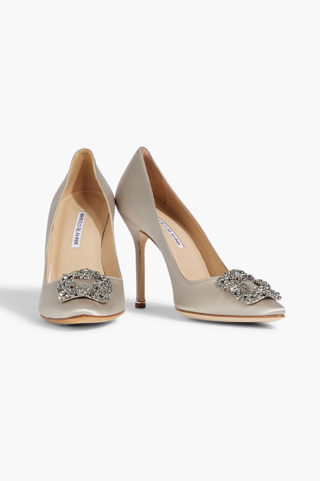 MANOLO BLAHNIK Hangisi 105 crystal-embellished satin pumps
