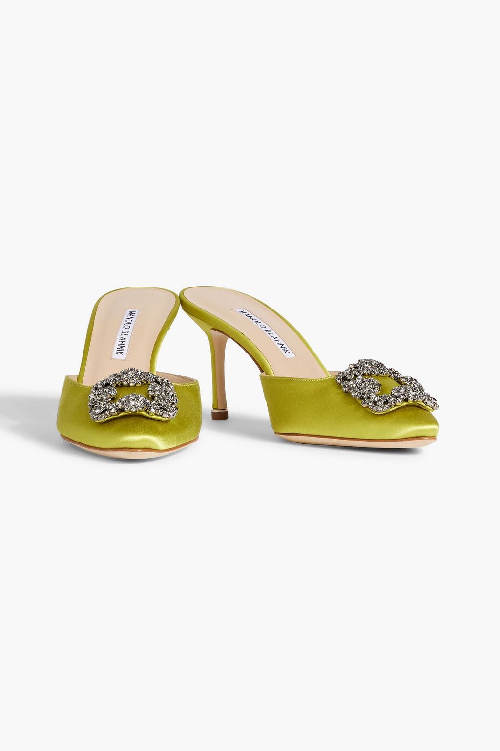 MANOLO BLAHNIK Hangisimu 70 crystal-embellished satin mules